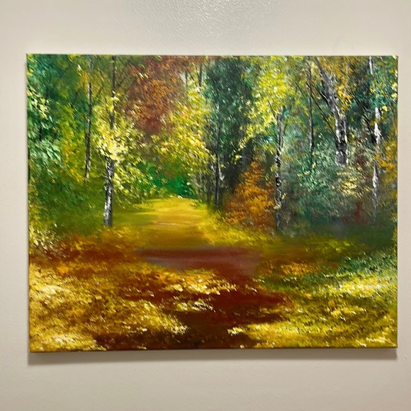 SOLD “TOUCH OF GOLD” ORIGINAL ACRYLIC LANDSCAPE PAINTING by me - Picture 2 of 2